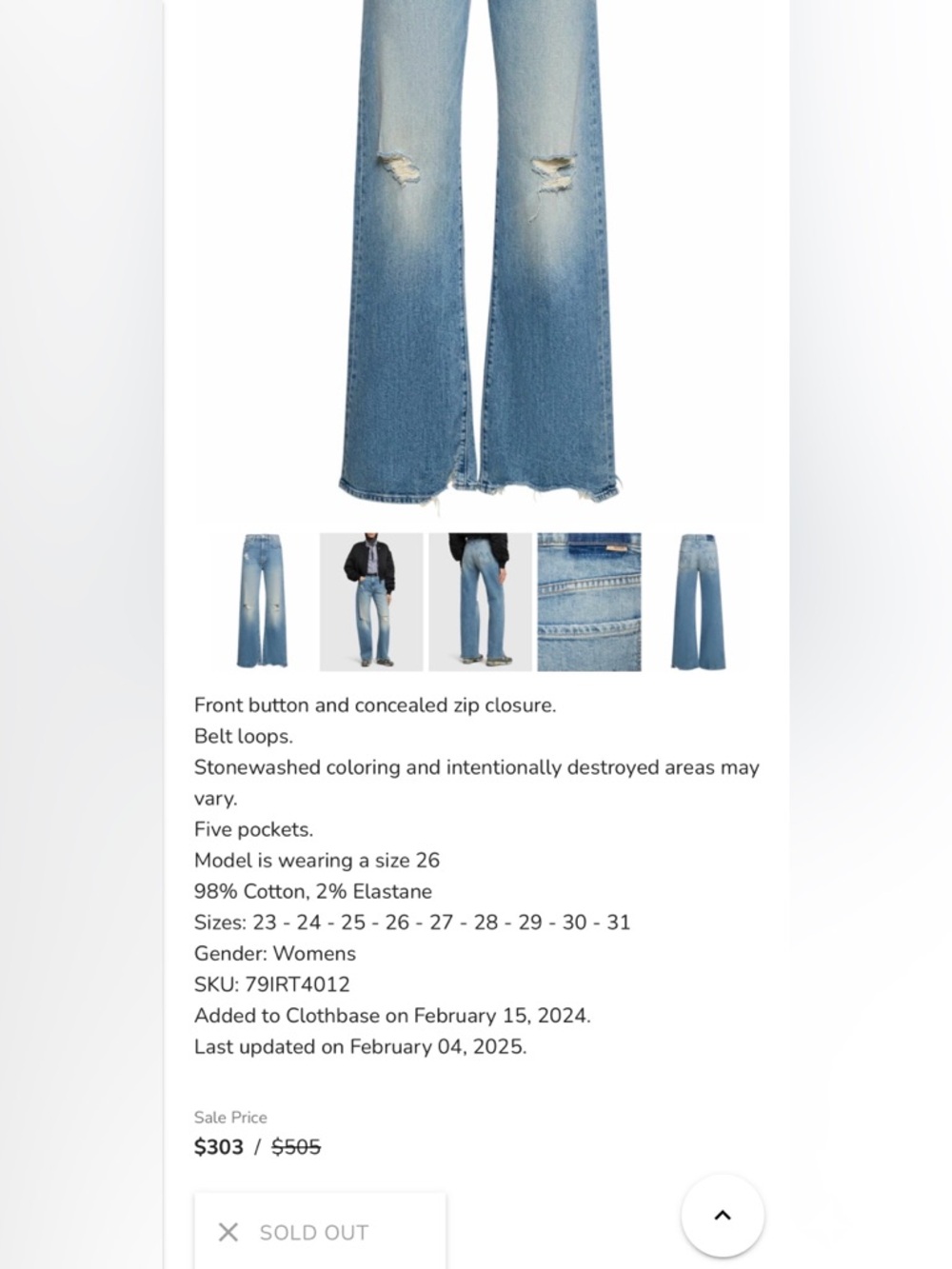 MOTHER DENIM - The Lasso Sneak Chew High Rise Jeans Size 26 - Picture 2 of 12